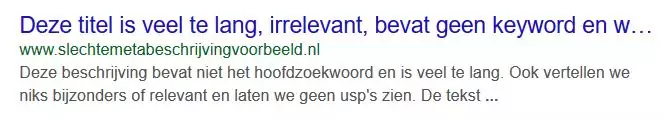 Slechte metabeschrijving - voorbeeld